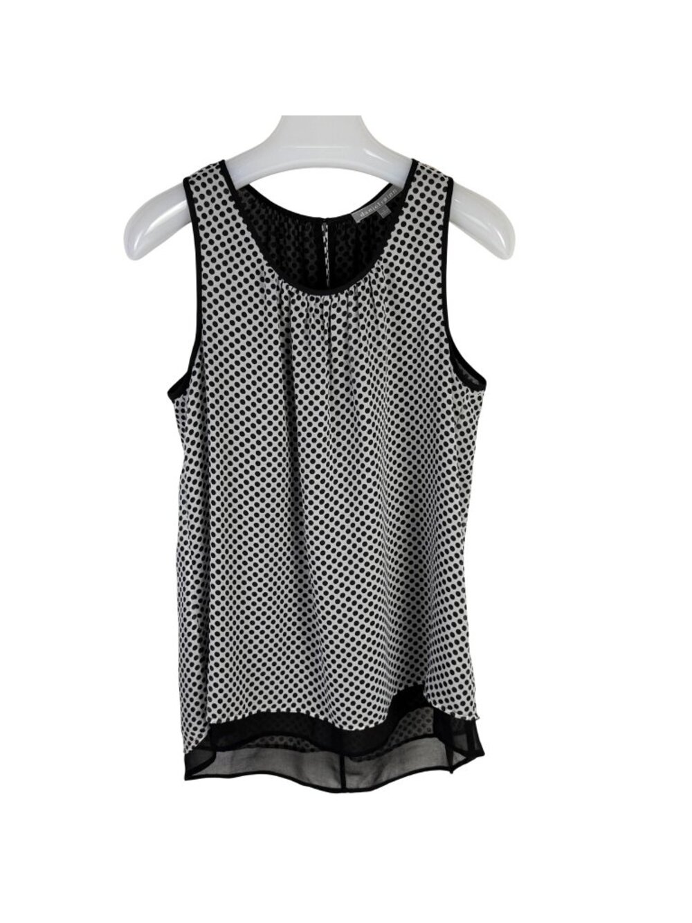 Daniel Rainn Black & White Polka Dot Flowy Sleeveless Top Size M